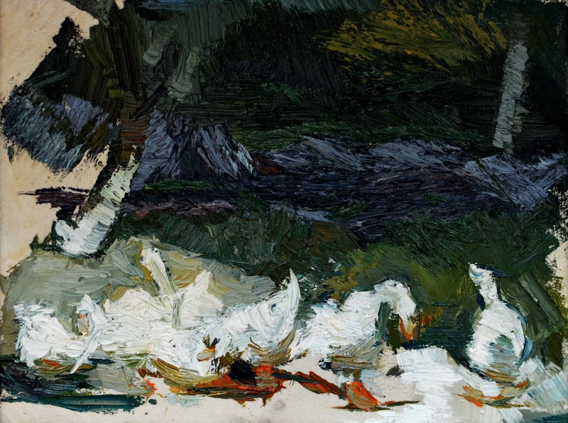 "Motiv. Gîște" by Alexandru Untilov, 2014, 300x400mm, ulei pe pânză