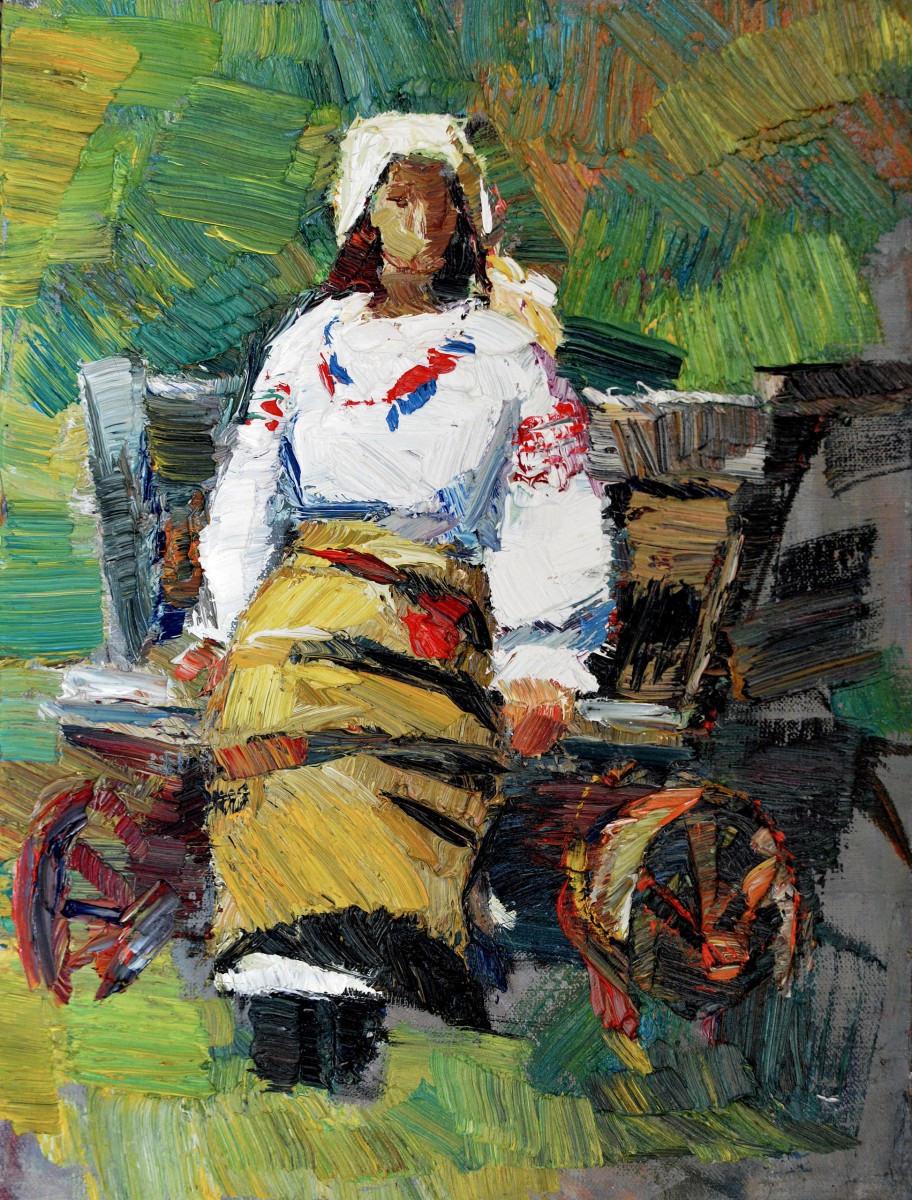 "Figură în național. Plein-air" by Vlada Cibuc, 2016, 300x400mm, oil on canvas