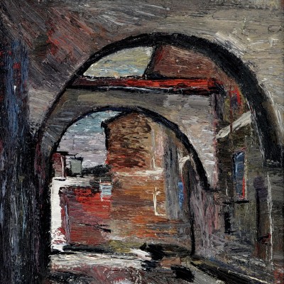"Baia Mare" by Anatol Ghimpu, 1998, 550x350mm, ulei pe pânză