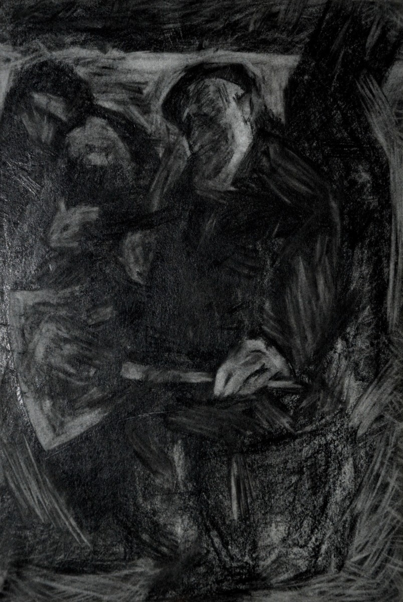 "Drawing. Figure" by Carolina Leagul, 300x200mm, Russian sauce on paper