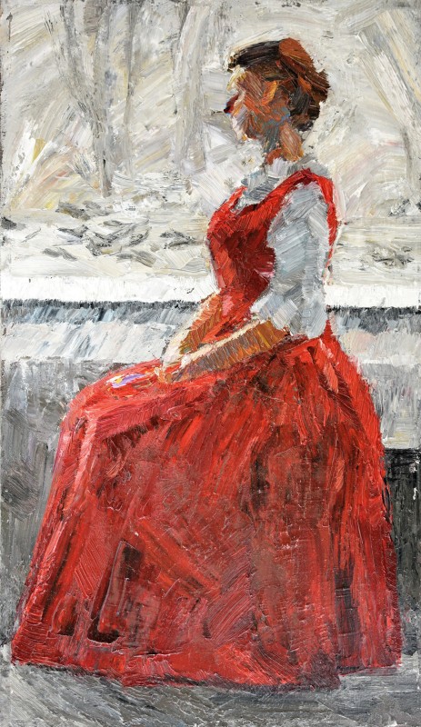 "Studiu. Figură" by Eduard Leahu, 2020, 520x300mm, ulei pe pânză