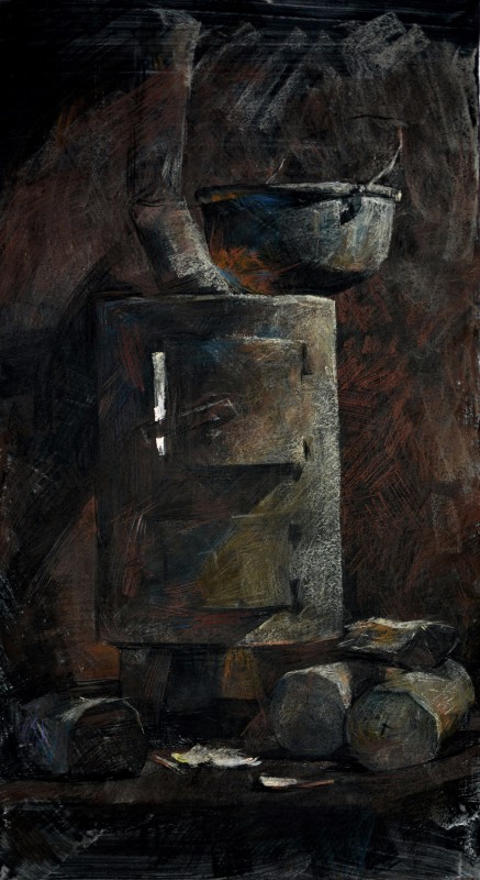 "Рисунок. Гипс, голова, руки и ноги. Продолжительный" by Cезар Cёбану, 520x300mm, соус и пастель / бумага