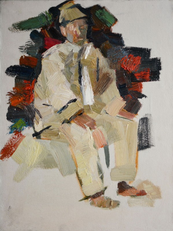 "Studiu. Figură în național" by Mădălina Casian, 2017, 420x320mm, ulei pe pânză