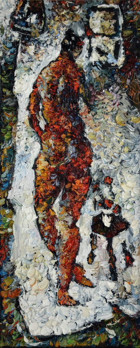 "Căutări către Diplomă" by Mădălina Casian, 2017, 300x150mm, Ulei pe hârtie