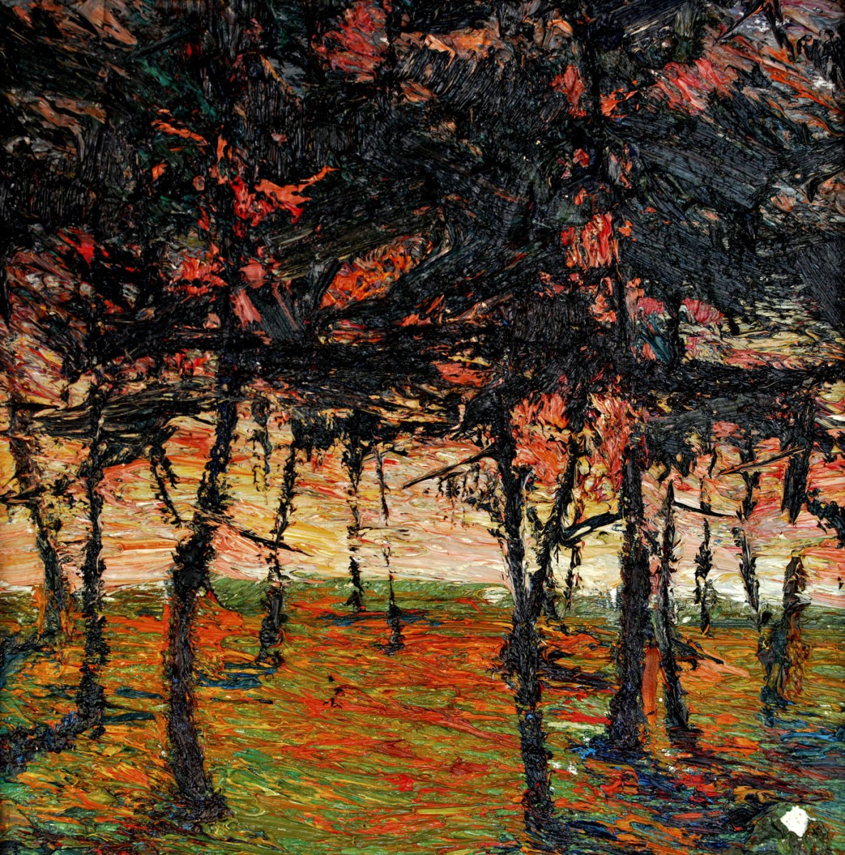 "Motiv. Pini" by Victor Teslaru, 2014, 300x300mm, oil on canvas
