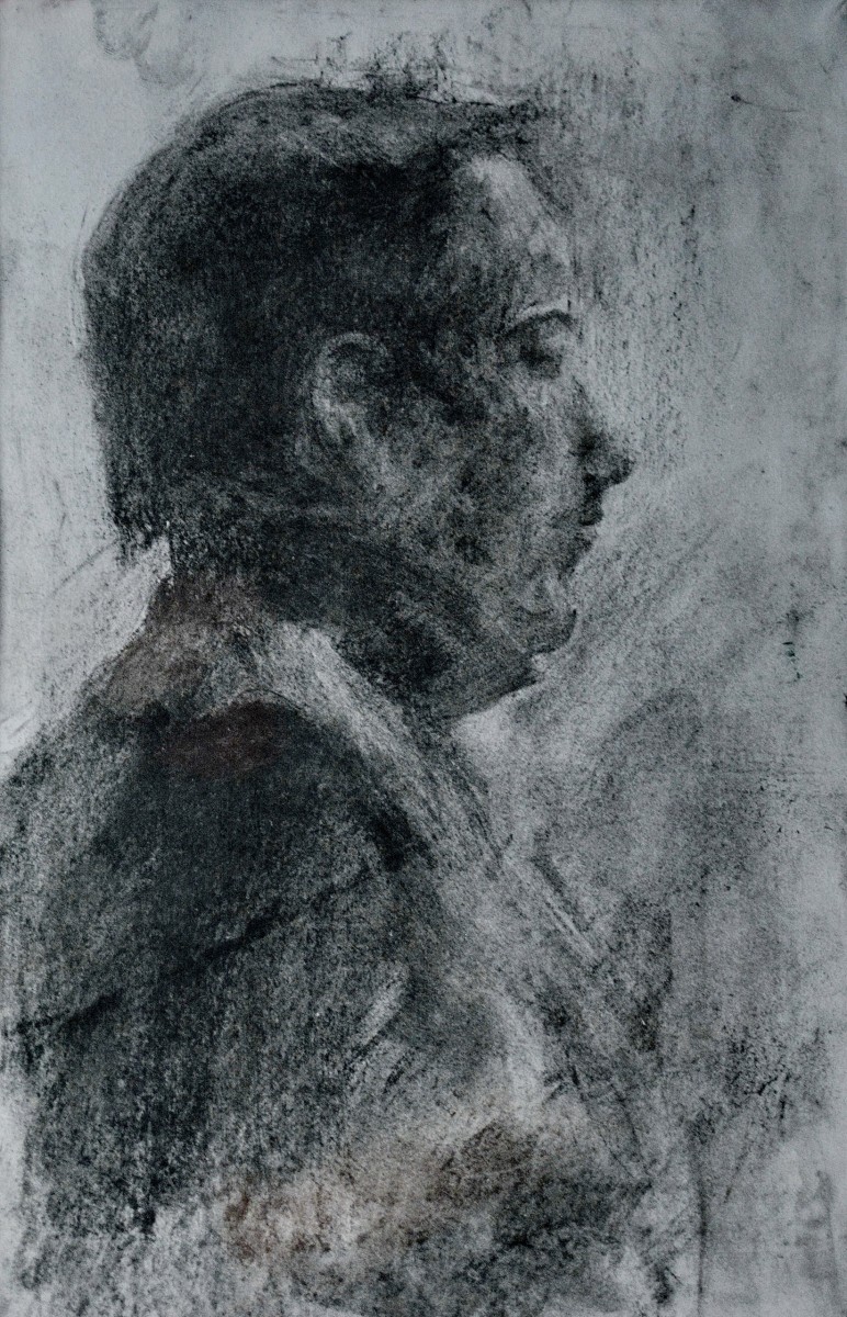 "Crochiu. Portret" by Petru Botnarenco, 2007, 400x250mm, Russian sauce on paper