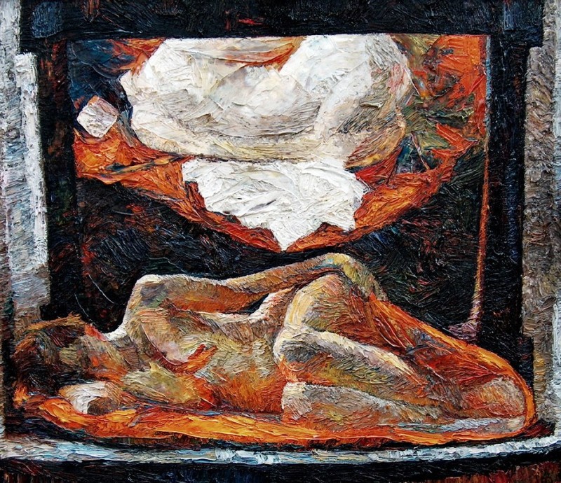 "Nude in the mirror" by Nicoleta Stati, 2003, 950x1100mm, oil on canvas