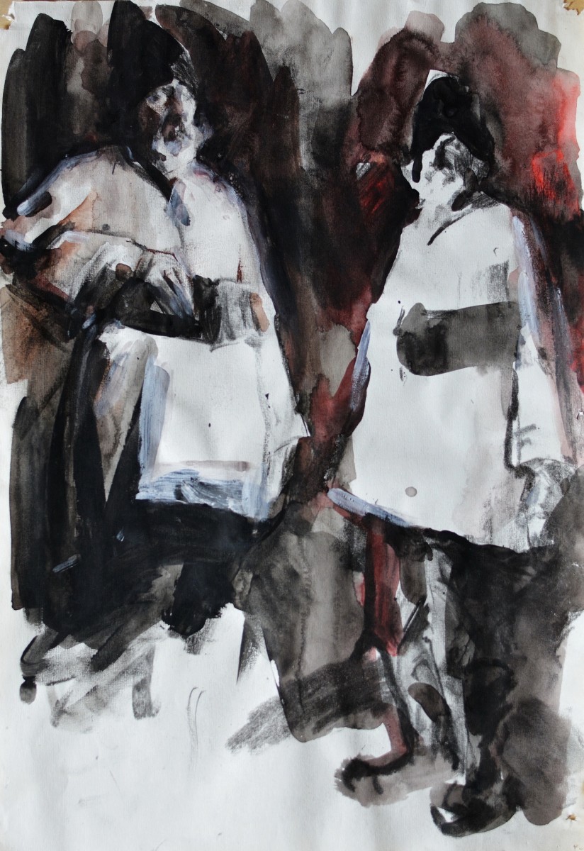 "Рисунок. Люди" by Гхеоргхе Лисица, смешанная техника / бумага