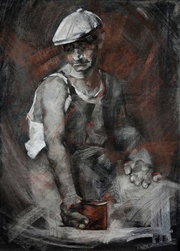 "Drawing. Figure. Long term" by Doina Mîndrean, 500x700mm, Russian sauce and sanguine on paper