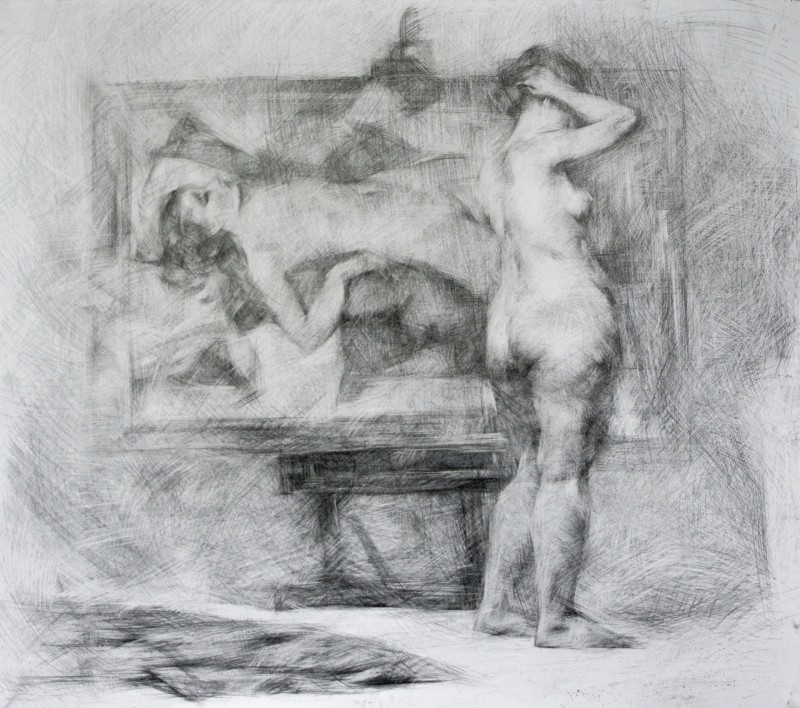 "Drawing. Nude. Long term" by Doina Mîndrean, 700x800mm, pencil on paper