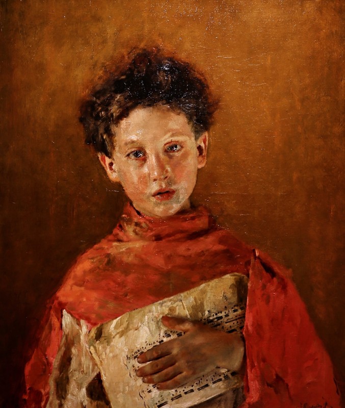 "Painting. Portrait" by Antonio Mancini, oil on canvas