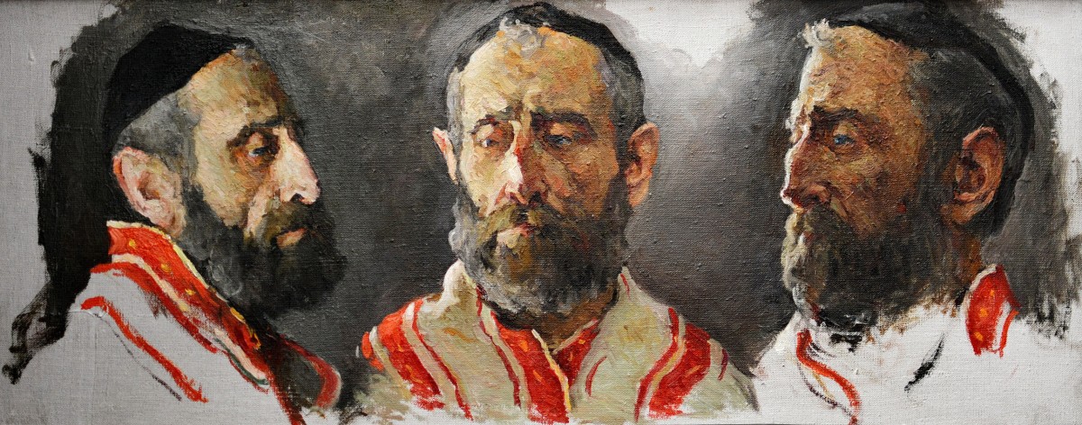 "Portret(3 poziții)" by Cătălin Graur, 2017, 300x740mm, oil on canvas