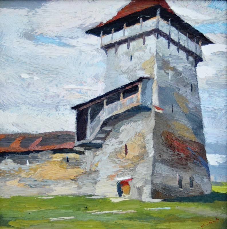 "Tower. Agnita" by Anatol Ghimpu, 2015, 600x600mm, oil on canvas