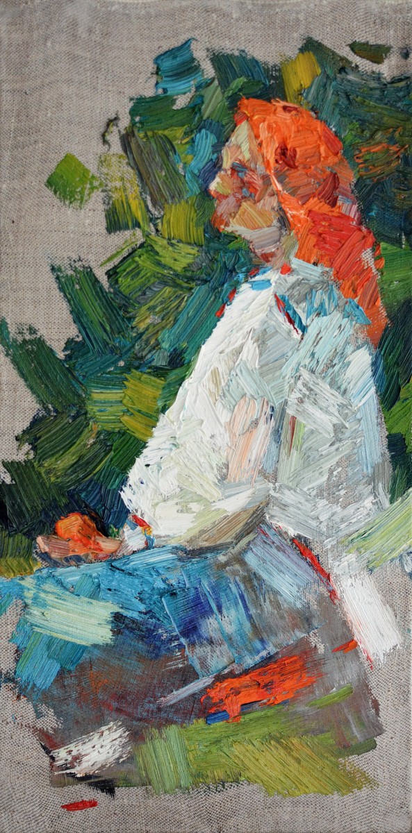 "Painting. Pleinair. Figure. Long term" by Ștefan Mocanu, 400x200mm, oil on canvas