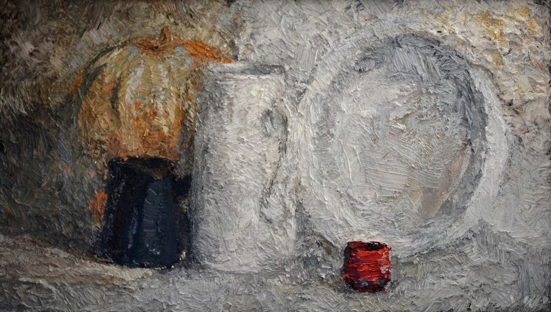"Натюрморт на белом" by Ион Голубей, 2014, 300x520mm, масло / холст