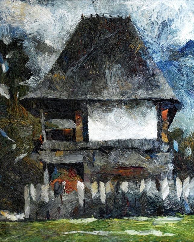 "Căsuță. Tîrgu Jiu" by Cristina Demian, 2016, 520x420mm, oil on canvas