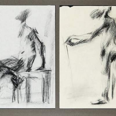 "Crochiuri. Nuduri" by Oxana Țip, 2002, 300x800mm, сărbune pe hârtie