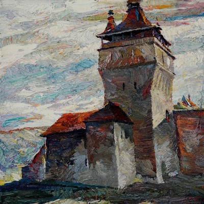 "Sighișoara" by Anatol Ghimpu, 2005, 420x420mm, ulei pe pânză