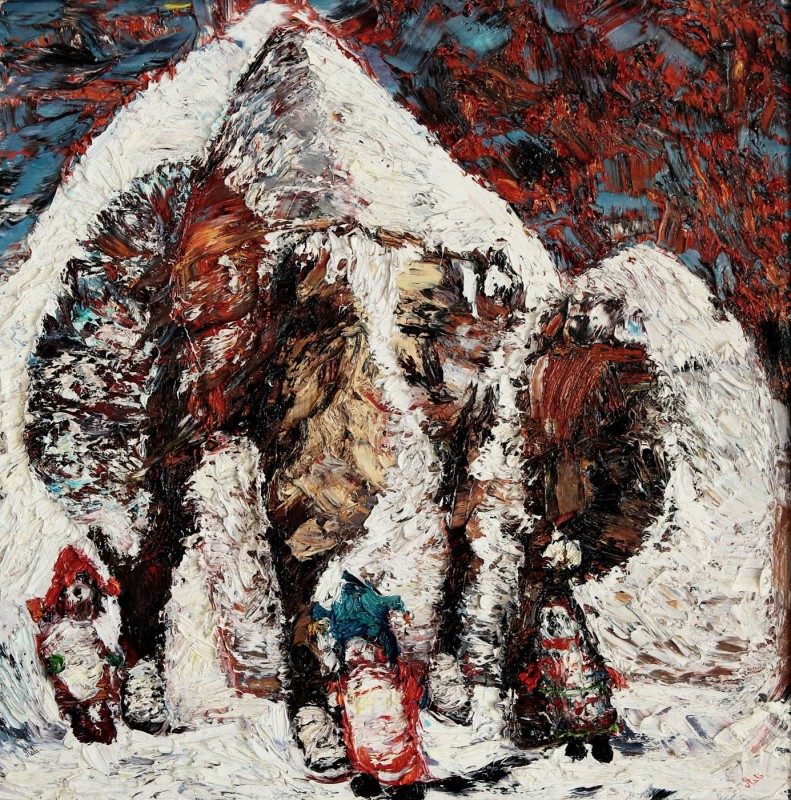 "Carols" by Nicoleta Stati, 2003, 600x600mm, oil on canvas