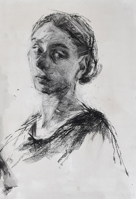 "Drawing. Portrait" by Nina Apostol, 500x320mm, Russian sauce on paper