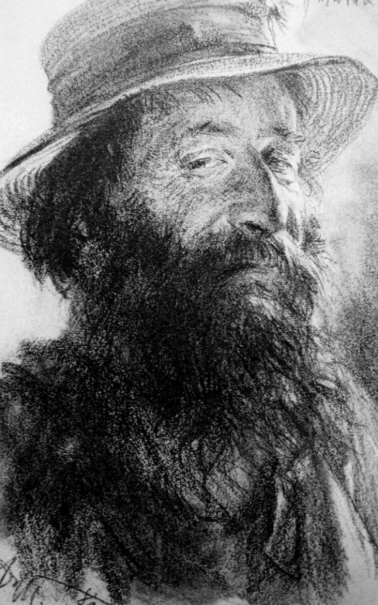 "Desen. Portret" by Adolf Menzel, creion pe hârtie