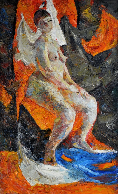 "Nud" by Doina Mîndrean, 2017, 840x520mm, ulei pe pânză