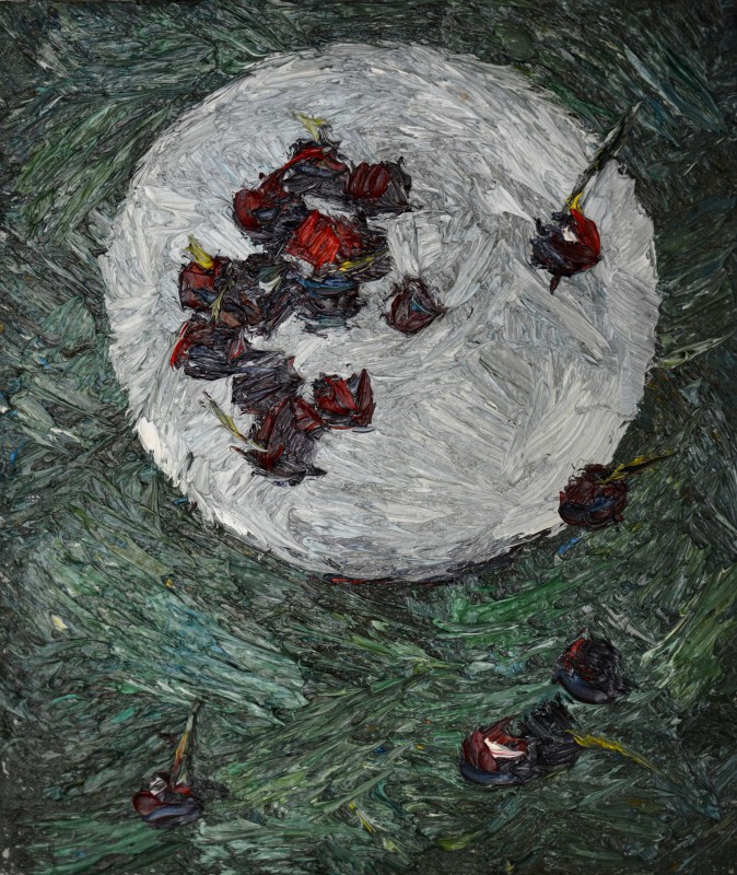 "Natură statică cu cireși" by Nicoleta Dabija, 2015, 300x250mm, oil on canvas
