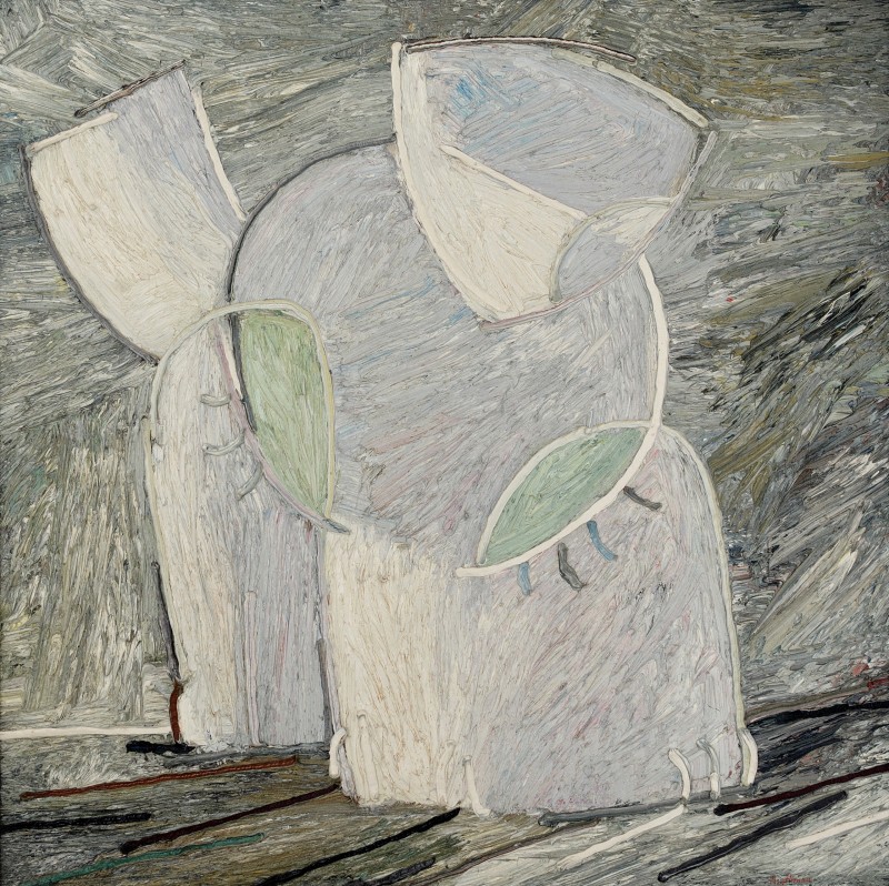 "Dănuț. Mau. Usi" by Anatol Ghimpu, 1995, 680x680mm, oil on canvas