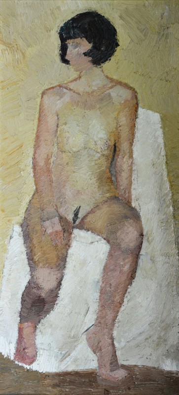 "Nud" by Alexandra Clapatiuc, 2009, 880x420mm, oil on canvas