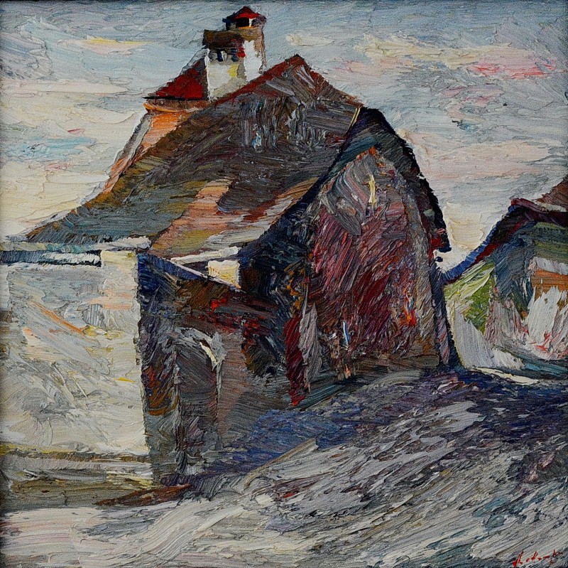 "Etude. Sighișoara" by Anatol Ghimpu, 2005, 300x300mm, oil on canvas