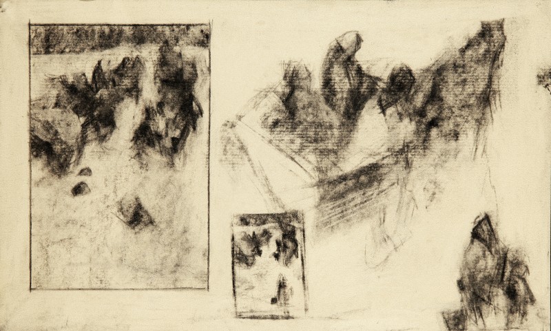 "Compoziție. Istorică" by Ниcолае Луcа, 2007, 250x400mm, уголь / бумага