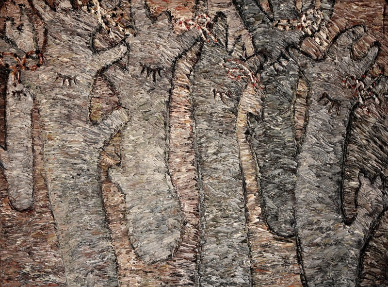 "Compoziție. „Copăcei”" by Олга Илиеш, 1999, 330x460mm, масло / холст
