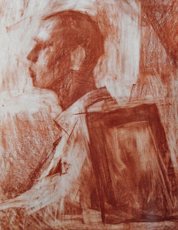 "Compoziție. Autoportret" by Ион Визновиcи, 2007, 500x400mm, сангина / бумага