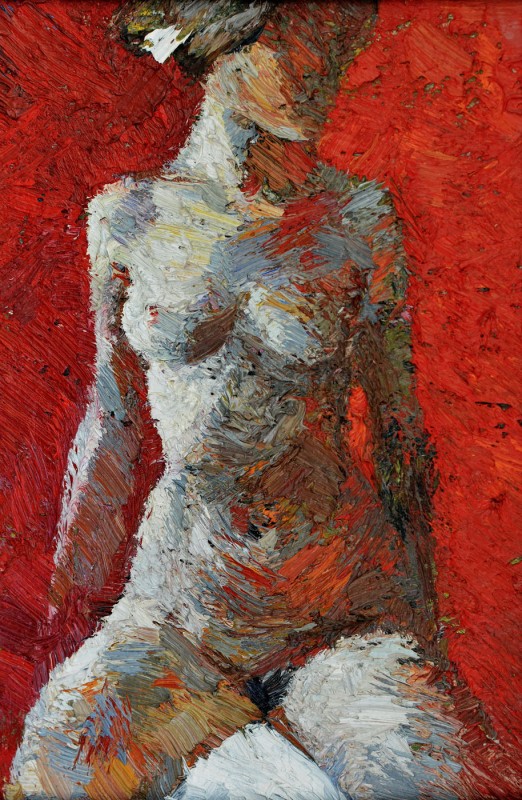 "Studiu. Nud" by Victor Teslaru, 2014, 300x200mm, oil on canvas
