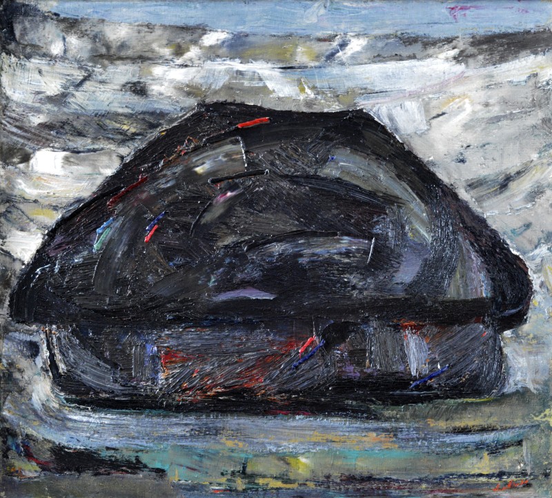 "Casă. Maramureș" by Anatol Ghimpu, 2000, 620x680mm, ulei pe pânză