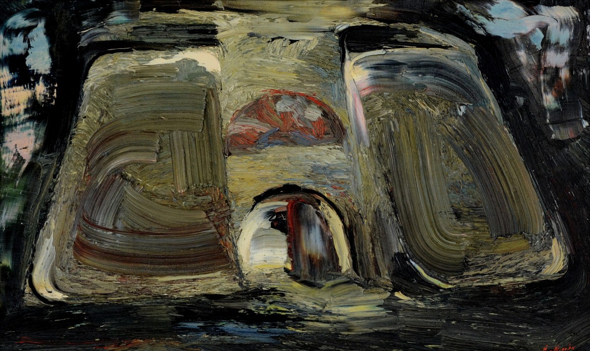 "Gates. Sucevița" by Anatol Ghimpu, 1999, 420x680mm, oil on canvas