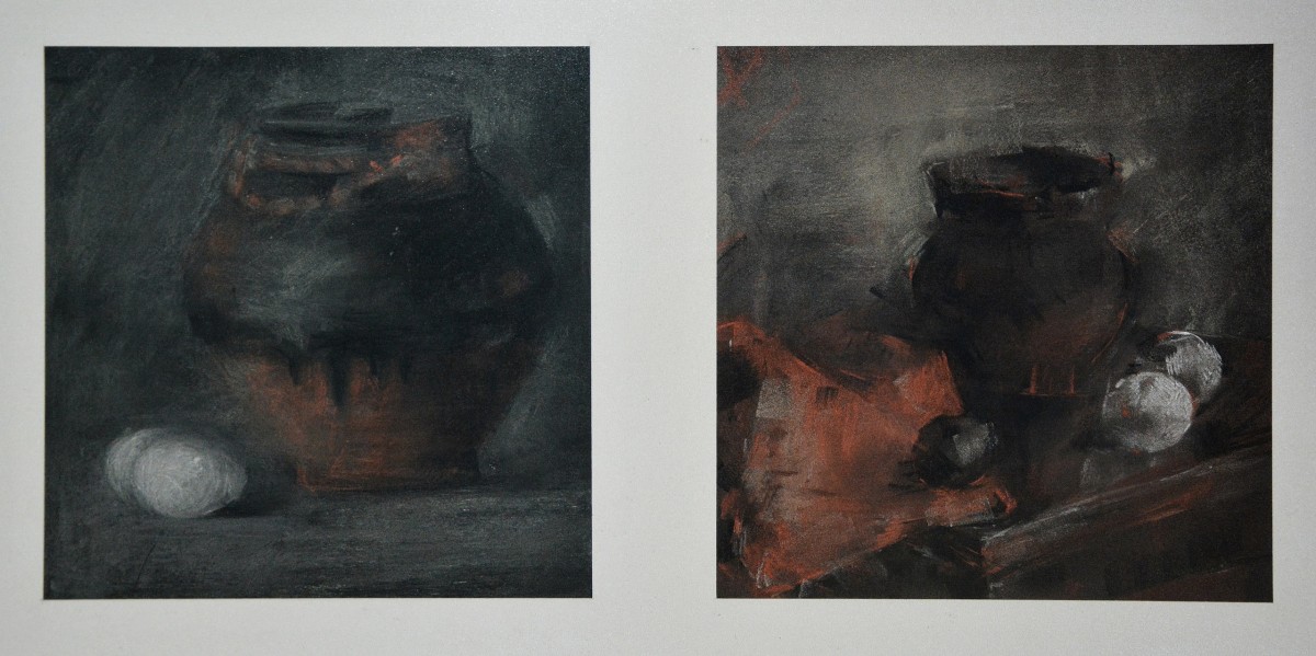 "Drawing. Still life" by Doina Mîndrean, 300x300mm x 2, pastel on paper