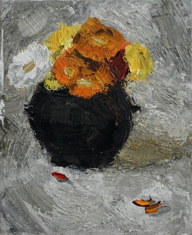 "Studiu. Flori" by Ion Țoncu, 2015, 250x200mm, ulei pe pânză