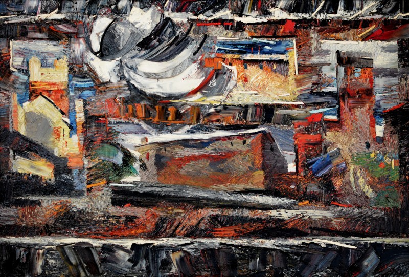"Atelier" by Anatol Ghimpu, 2001, 680x1000mm, ulei pe pânză