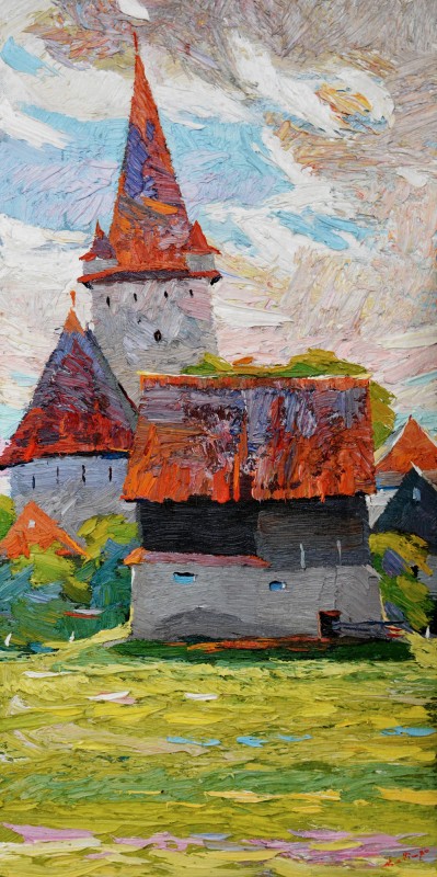"Etude. Cincu" by Anatol Ghimpu, 2016, 600x300mm, oil on canvas