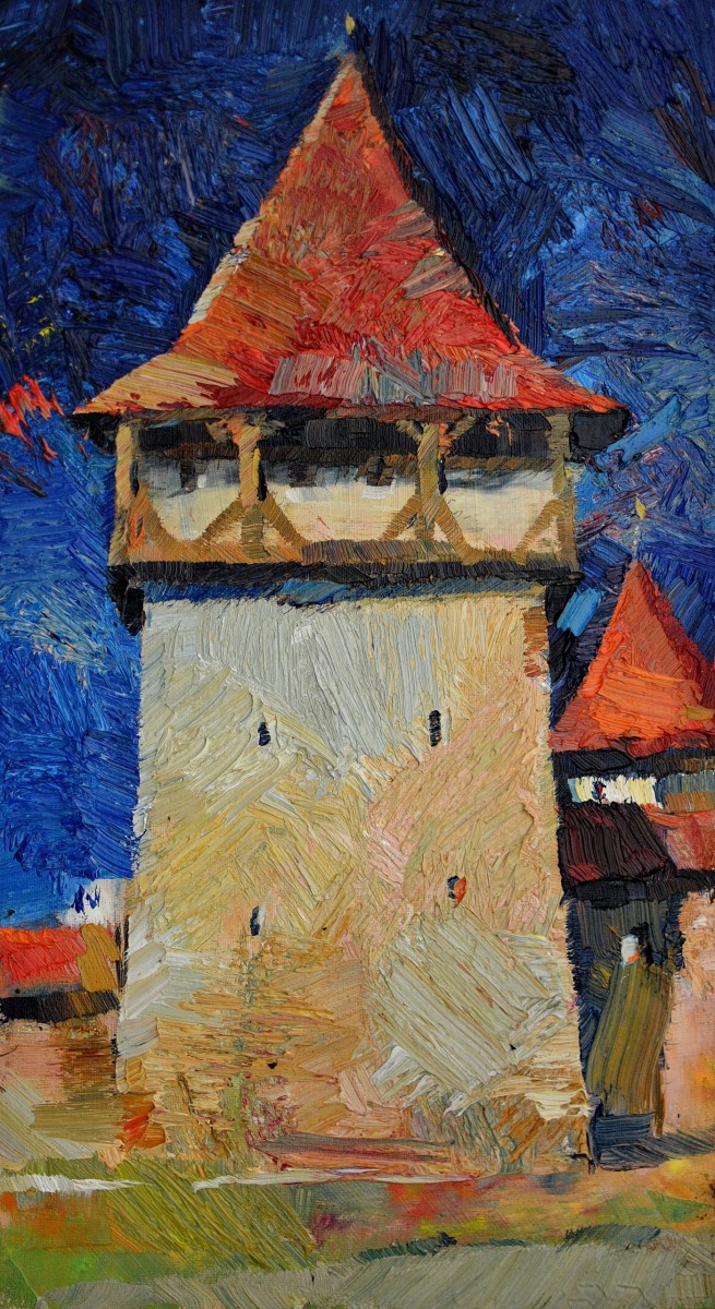 "Motiv. Cincușor" by Alisa Bivol, 2017, 450x450mm, oil on canvas