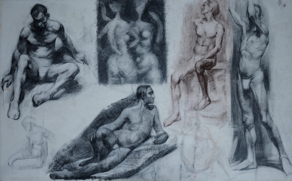 "Copii" by Lina Aminov, 2005, 450x700mm, Russian sauce și creion pe hârtie