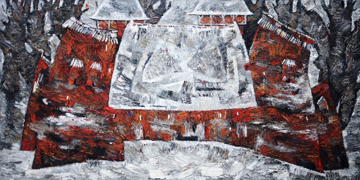 "Живопись. Дипломная работа. Продолжительный" by Влада Cибуc, 700x1400mm, масло / холст