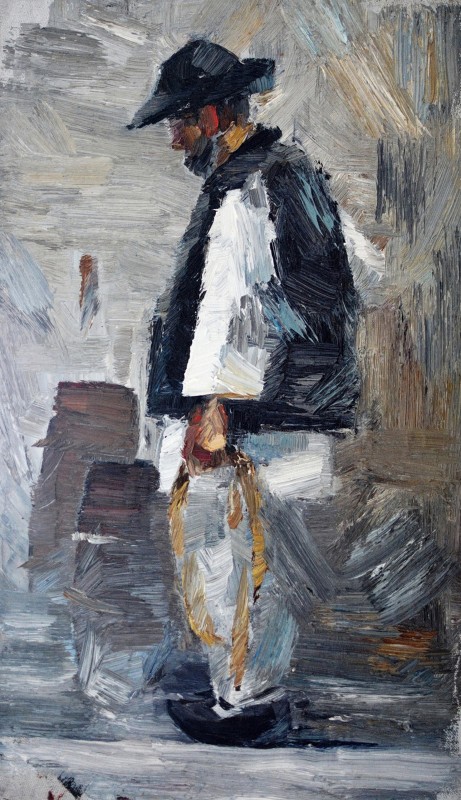 "Живопись. Пленэр. Фигура / полуфигура. Продолжительный" by Василе Cорецчии, 520x300mm, масло / холст
