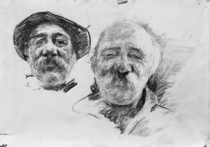 "Drawing. Portrait" by Gheorghe Lisița, mixed technique on paper