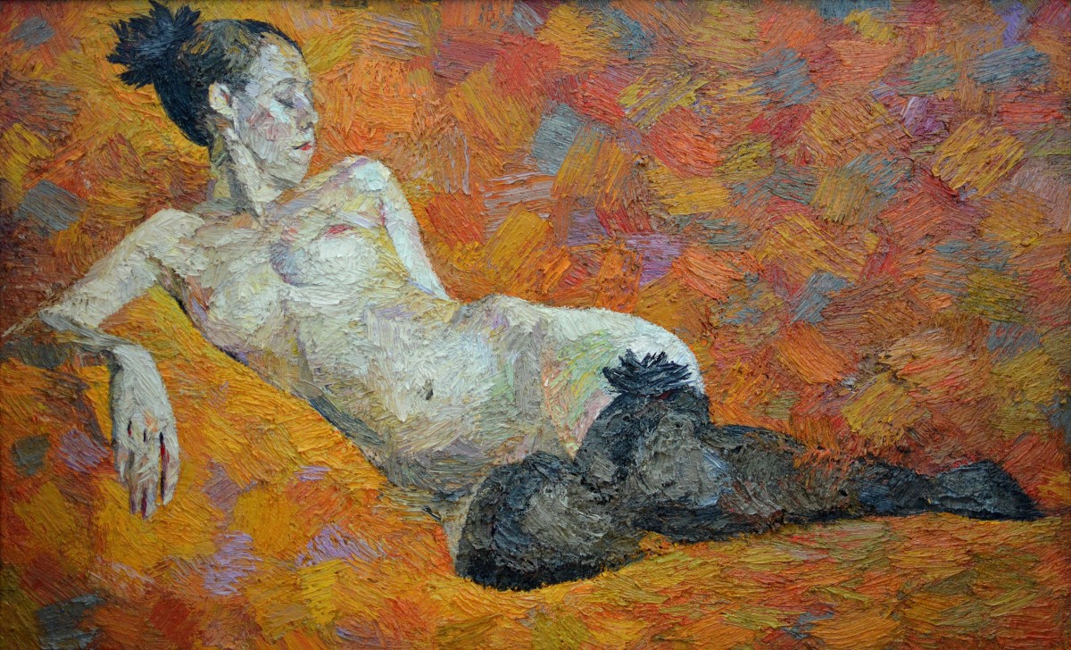 "Живопись. Обнаженка. Продолжительный" by Cаролина Леагул, 680x1100mm, масло / холст
