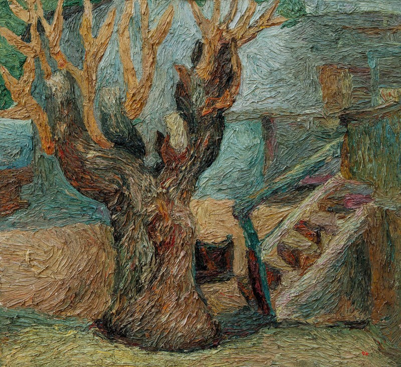 "Armenian Yard" by Nicoleta Stati, 2000, 620x680mm, oil on canvas
