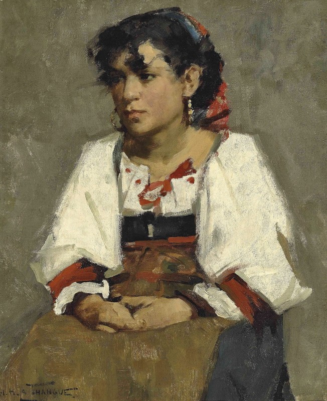 "Italian Peasant Girl" by Henry Herbert La Thangue, 70 x 57 cm (27.6 x 22.4 in)