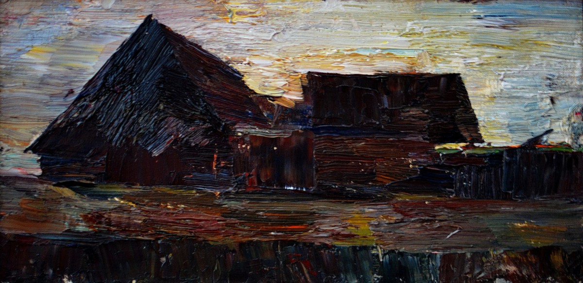 "Motiv" by Ion Viznovici, 2008, 200x400mm, ulei pe pânză