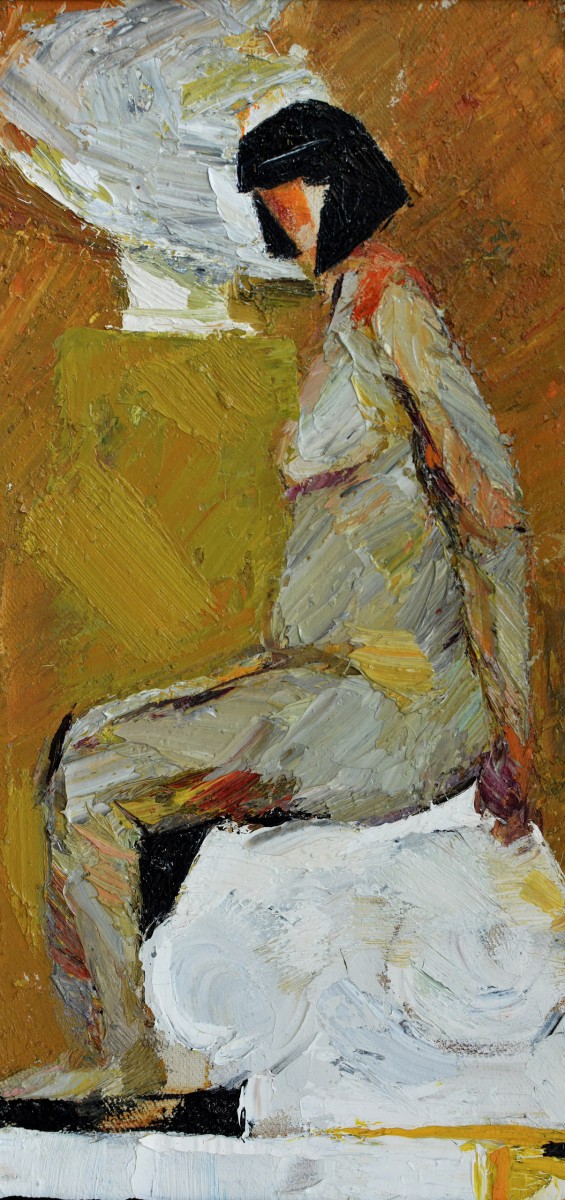 "Studiu. Nud" by Rodica Dubasari, 2013, 400x200mm, oil on canvas
